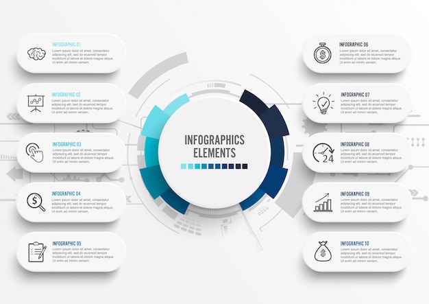 Plantilla de infografía con etiqueta de papel 3d.