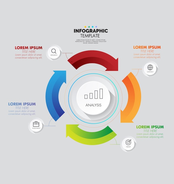 Plantilla de infografía de flechas circulares elegante y moderna