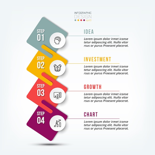 Plantilla de infografía de flujo de trabajo de proceso de paso