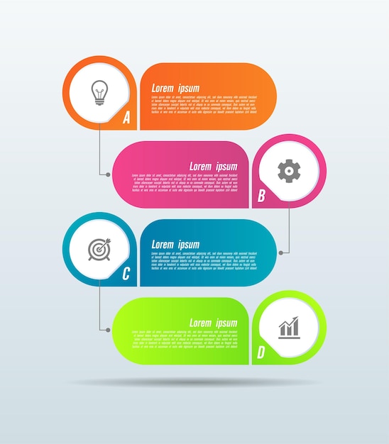 Plantilla de infografía de fondo abstracto de presentación empresarial colorido con cuatro pasos