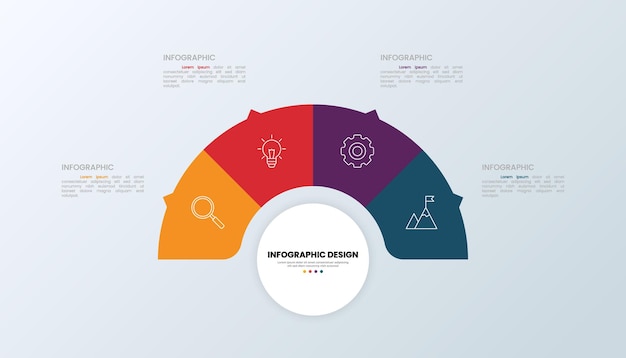 Plantilla de infografía de gráfico circular con 4 opciones para presentaciones
