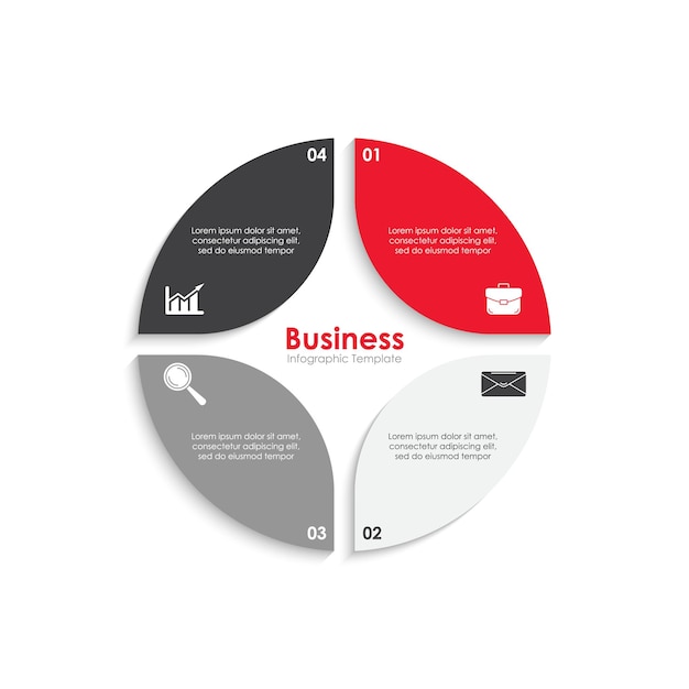 plantilla de infografía de gráfico de círculo vectorial para diseño web de gráficos de diagrama de ciclo concepto de negocio