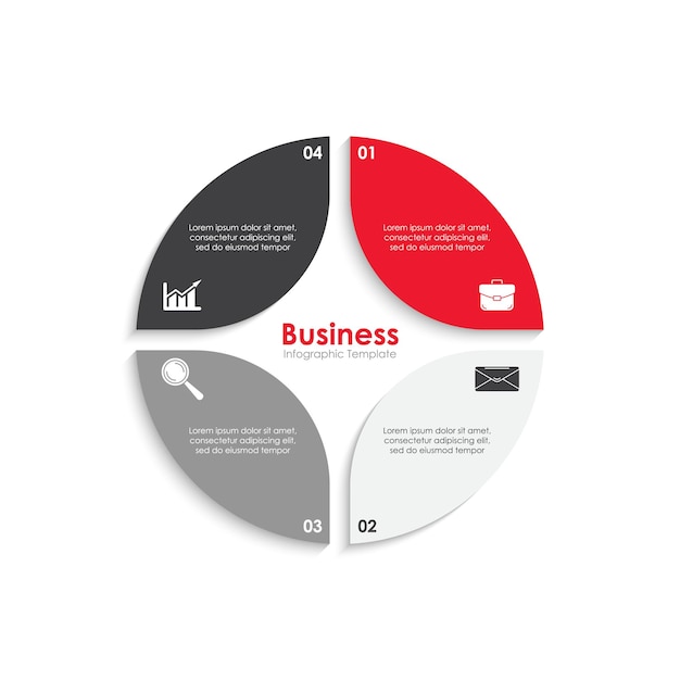 Vector plantilla de infografía de gráfico de círculo vectorial para diseño web de gráficos de diagrama de ciclo concepto de negocio