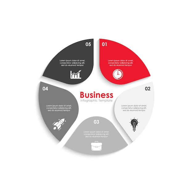 Vector plantilla de infografía de gráfico de círculo vectorial para diseño web de gráficos de diagrama de ciclo concepto de negocio