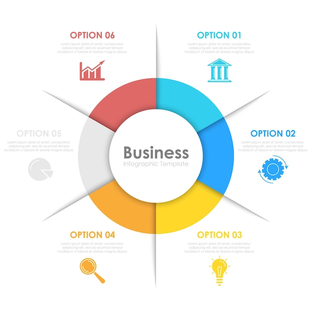 plantilla de infografía de gráfico de círculo vectorial para diseño web de gráficos de diagrama de ciclo concepto de negocio