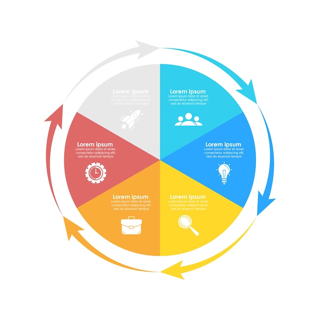 plantilla de infografía de gráfico de círculo vectorial para diseño web de gráficos de diagrama de ciclo concepto de negocio