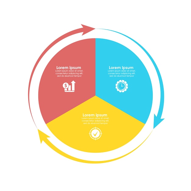 plantilla de infografía de gráfico de círculo vectorial para diseño web de gráficos de diagrama de ciclo concepto de negocio