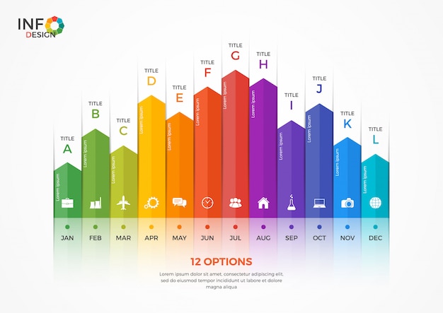 Vector plantilla de infografía gráfico de columna con opciones.