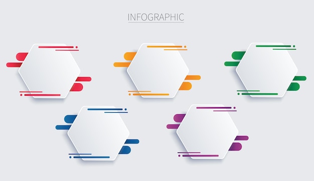 Plantilla de infografía hexagonal colorida con opciones