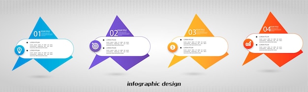 Plantilla de infografía horizontal de negocios de presentación con 4 opciones