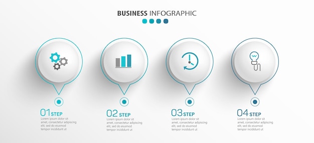 Plantilla de infografía con iconos y 4 opciones o pasos