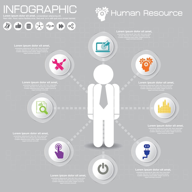 Vector plantilla de infografía con iconos planos para presentación.