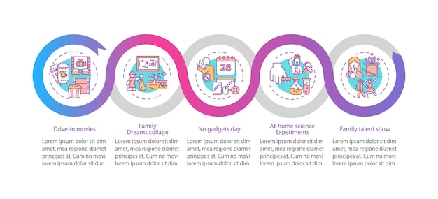 Vector plantilla de infografía de ideas divertidas para la familia