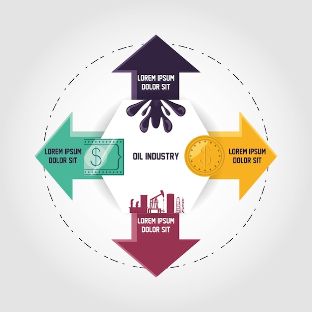 Vector plantilla de infografía de industria petrolera