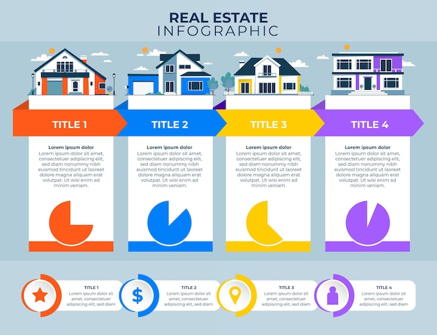 Vector plantilla de infografía inmobiliaria plana