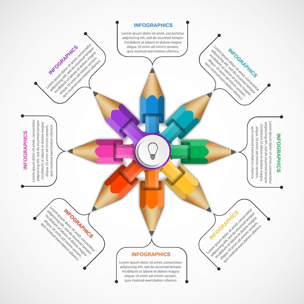 Plantilla de infografía con lápiz de color.