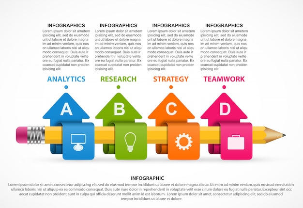 Plantilla de infografía con lápiz.
