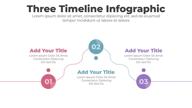 Plantilla de infografía de línea de tiempo circular vectorial con 3 pasos