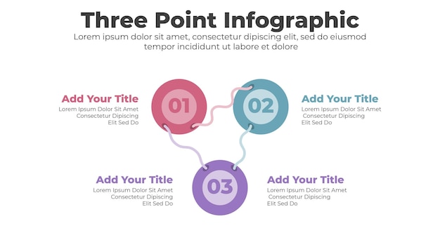 Plantilla de infografía de línea de tiempo circular vectorial con 3 pasos