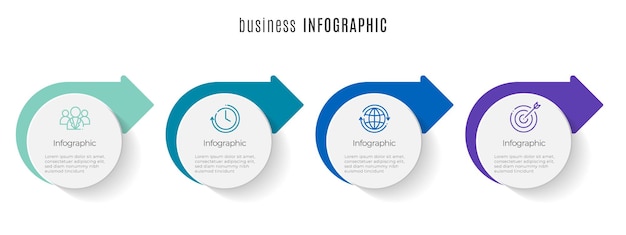 Plantilla de infografía de línea de tiempo de círculo moderno 4 pasos