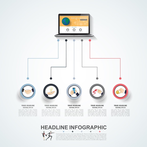 Plantilla de infografía de línea de tiempo de concepto de negocio papel realista 5 pasos banner de vector de infografía se puede utilizar para educación de presentación de diagrama de diseño de flujo de trabajo o cualquier opción de número