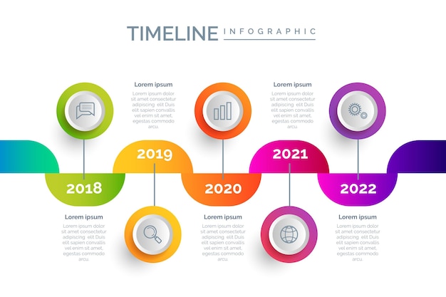 Plantilla de infografía de línea de tiempo degradada