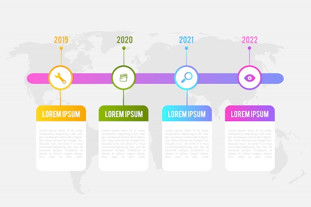 La plantilla de infografía de línea de tiempo con elementos de marketing se puede utilizar para el diseño del flujo de trabajo, diagrama