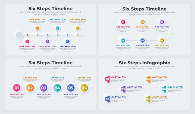 Plantilla de infografía de línea de tiempo empresarial con 6 pasos