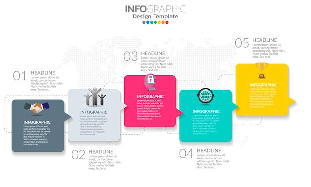Plantilla de infografía de línea de tiempo con flechas y opciones