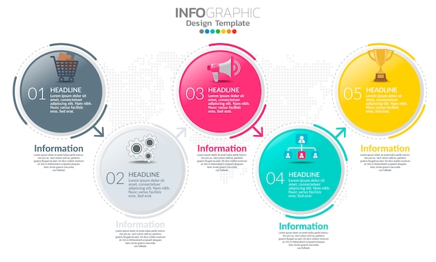 Plantilla de infografía de línea de tiempo con flechas y opciones