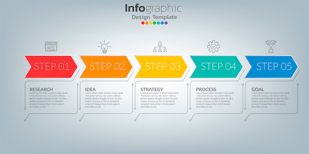 Plantilla de infografía línea de tiempo con iconos en concepto de éxito.