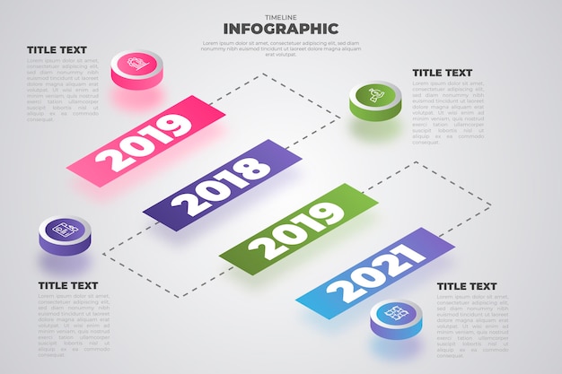 Vector plantilla de infografía de línea de tiempo isométrica