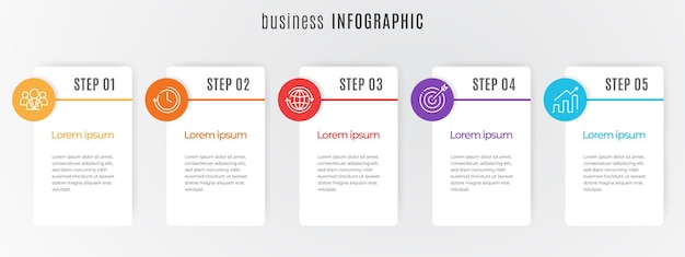 Plantilla de infografía de línea de tiempo moderna 5 pasos