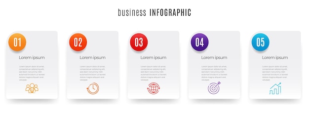 Plantilla de infografía de línea de tiempo moderna 5 pasos