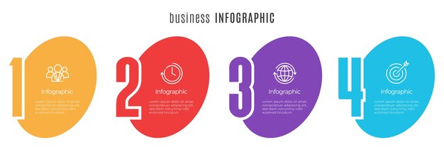 Vector plantilla de infografía de línea de tiempo ovalada moderna con números 4 pasos