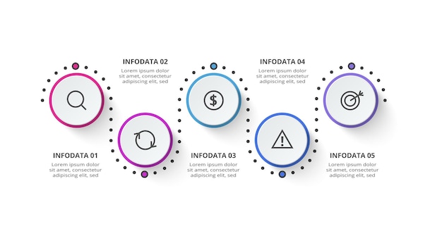 Plantilla de infografía de línea de tiempo para presentaciones de negocios web ilustración vectorial