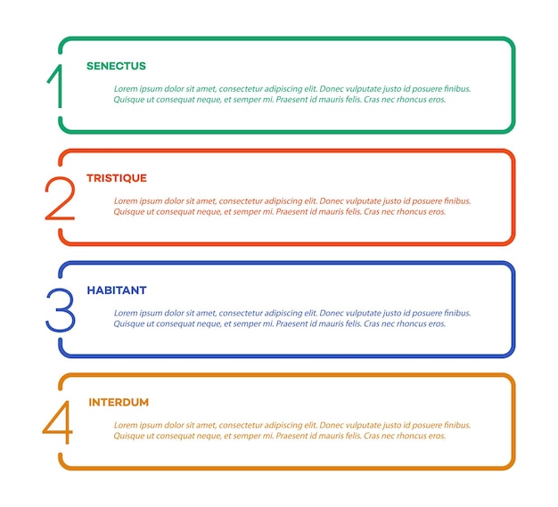 plantilla de infografía línea de tiempo vectorial proceso 4 opción o paso gradiente estilo de línea de color para la presentación 10 eps