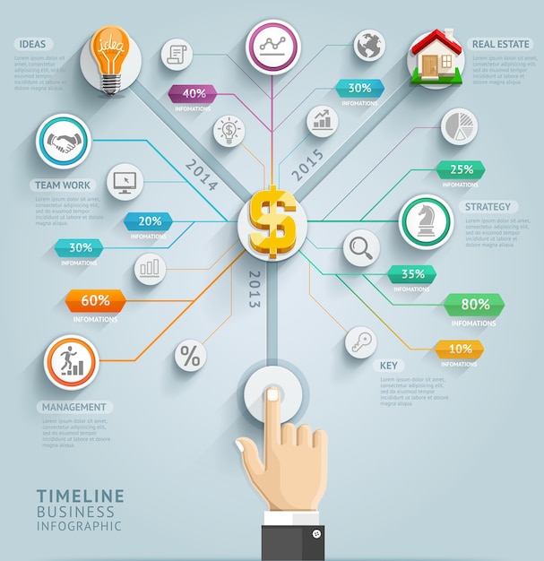 Plantilla de infografía de línea de tiempo. .