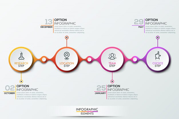 Plantilla de infografía con línea de tiempo