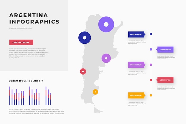 Plantilla de infografía de mapa de argentina