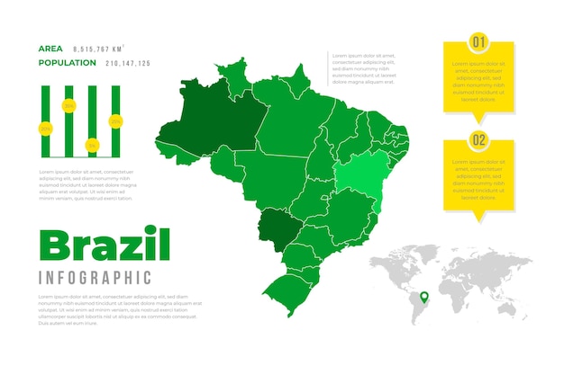Vector plantilla de infografía de mapa de brasil