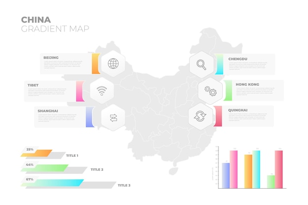 Vector plantilla de infografía de mapa de china degradado