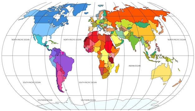 Vector plantilla de infografía de mapa mundial. todos los países son seleccionables