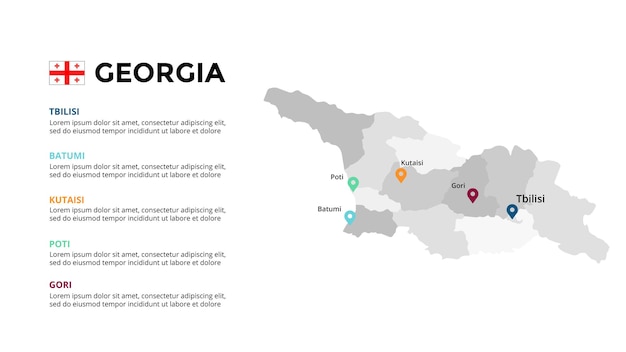 Plantilla de infografía de mapa vectorial de Georgia Presentación de diapositivas país europeo