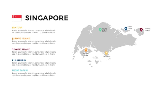 Plantilla de infografía de mapa vectorial de Singapur Presentación de diapositivas País de Asia