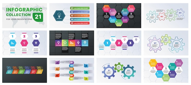 Una plantilla de infografía moderna con una colección de formas geométricas diagramas de flujo y gráficos de progreso Ideal para presentaciones de negocios estrategias de marketing y análisis de datos diseño plano