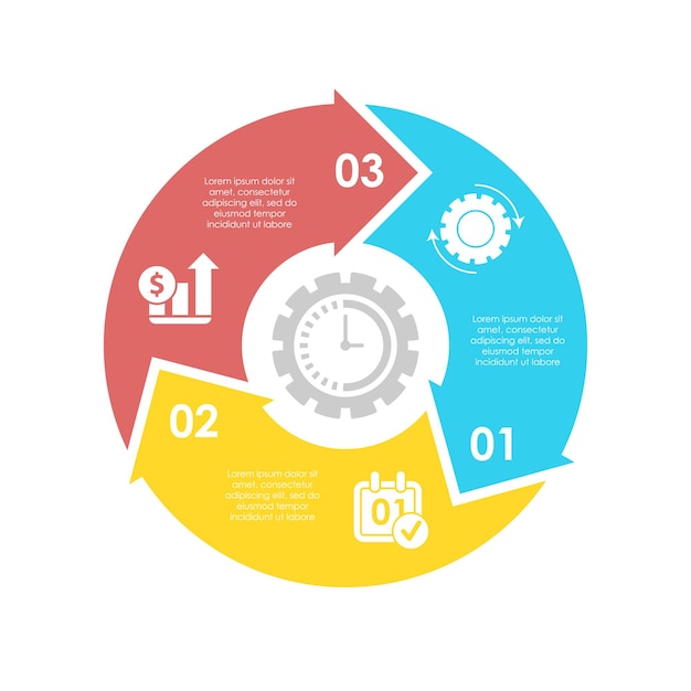plantilla de infografía de negocio de círculo con 3 pasos u opciones El concepto se puede utilizar para el diagrama