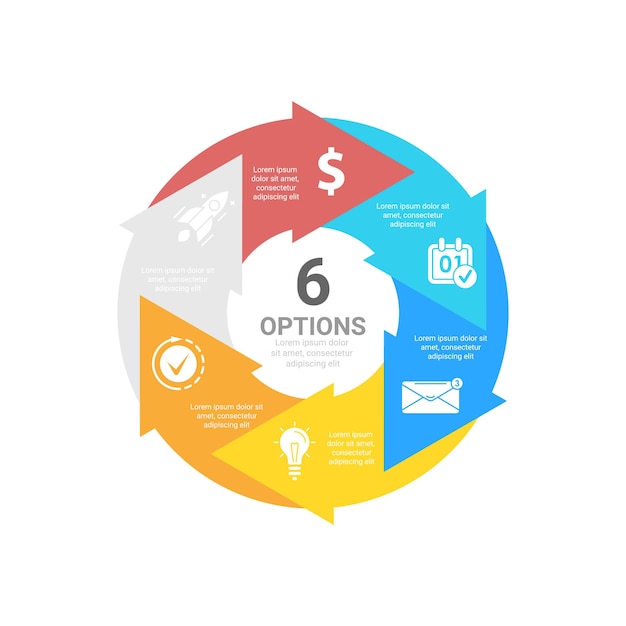 plantilla de infografía de negocio de círculo con pasos u opciones El concepto se puede utilizar para el diagrama