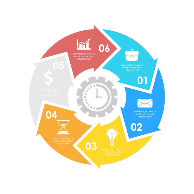 Vector plantilla de infografía de negocio de círculo con pasos u opciones el concepto se puede utilizar para el diagrama