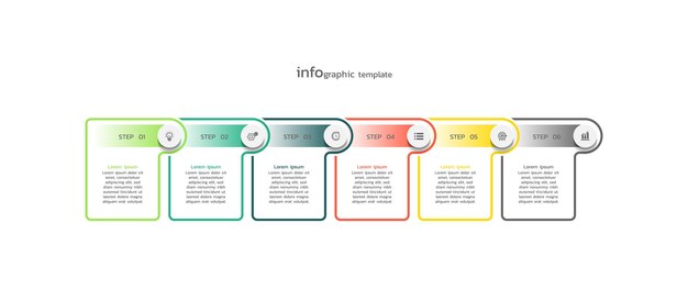 Plantilla de infografía de negocio de proceso vectorial diseño colorido